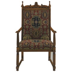 19th Century Italy Neogothic Armchair, Tudor Style 