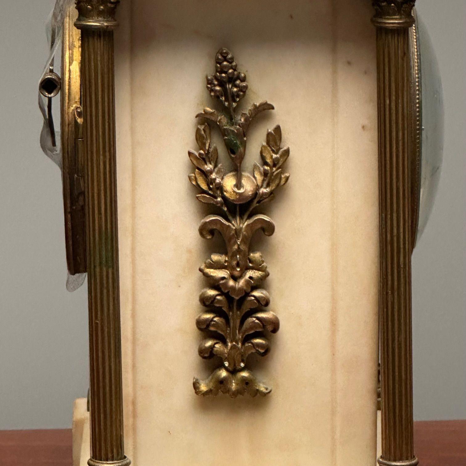 19th Cent Marble and Bronze French Mantle, Bracket or Table Clock, Signed France For Sale 4