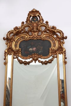 19ème siècle. Monumental miroir et console en bois doré baroque italien 310cm-122in