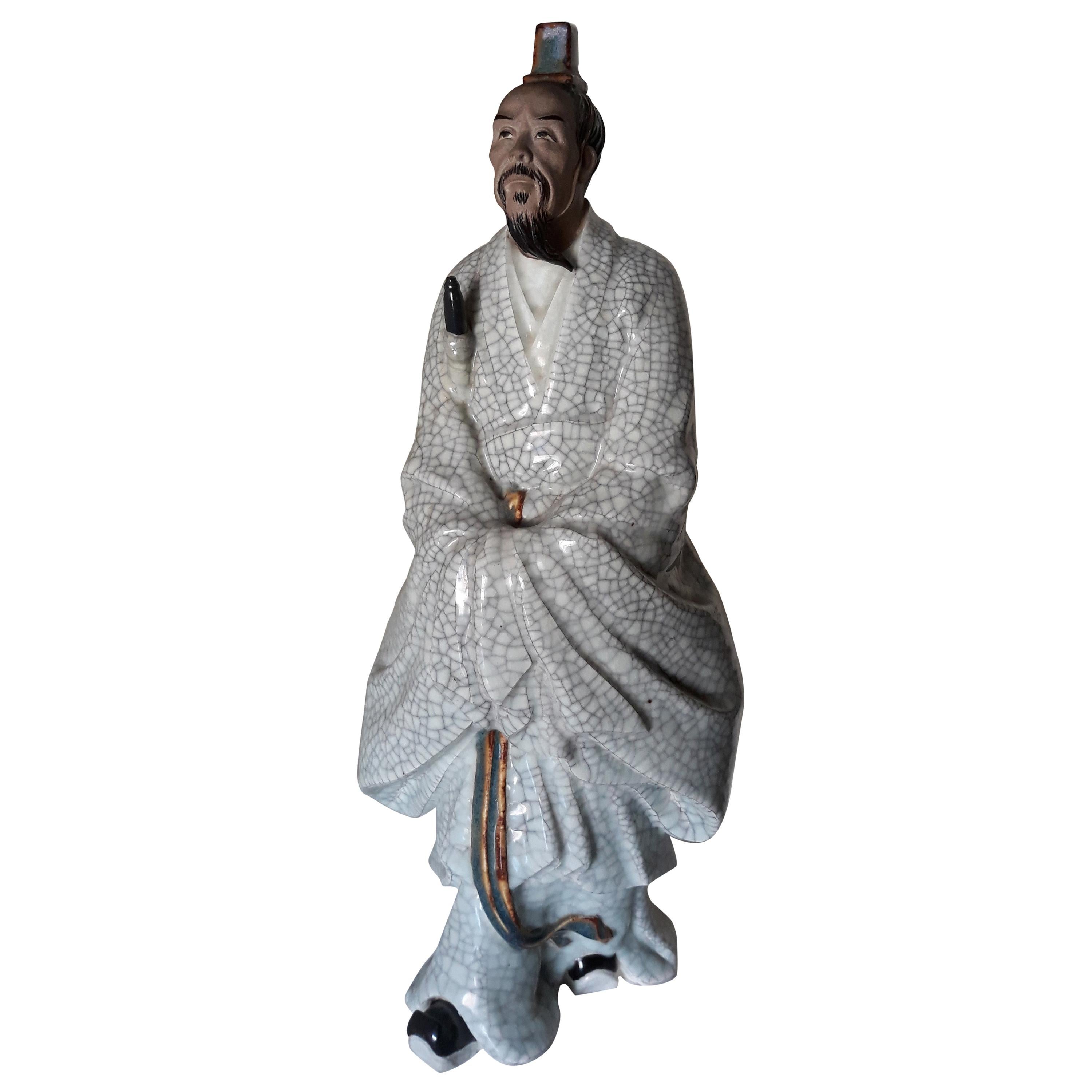 19th Cent Porcelain Figurine of Korean Origin, Representing a Court Dignitary For Sale