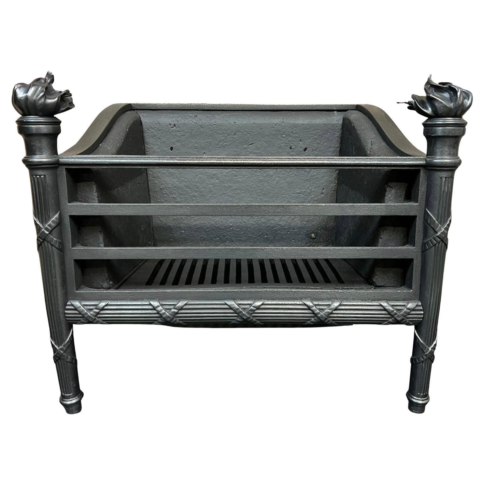 19th Centrury Cast Iron Fireplace Basket Grate For Sale