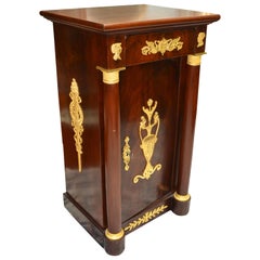 19th Centrury French Empire Mahogany and Gilt Bronze Bedside Table