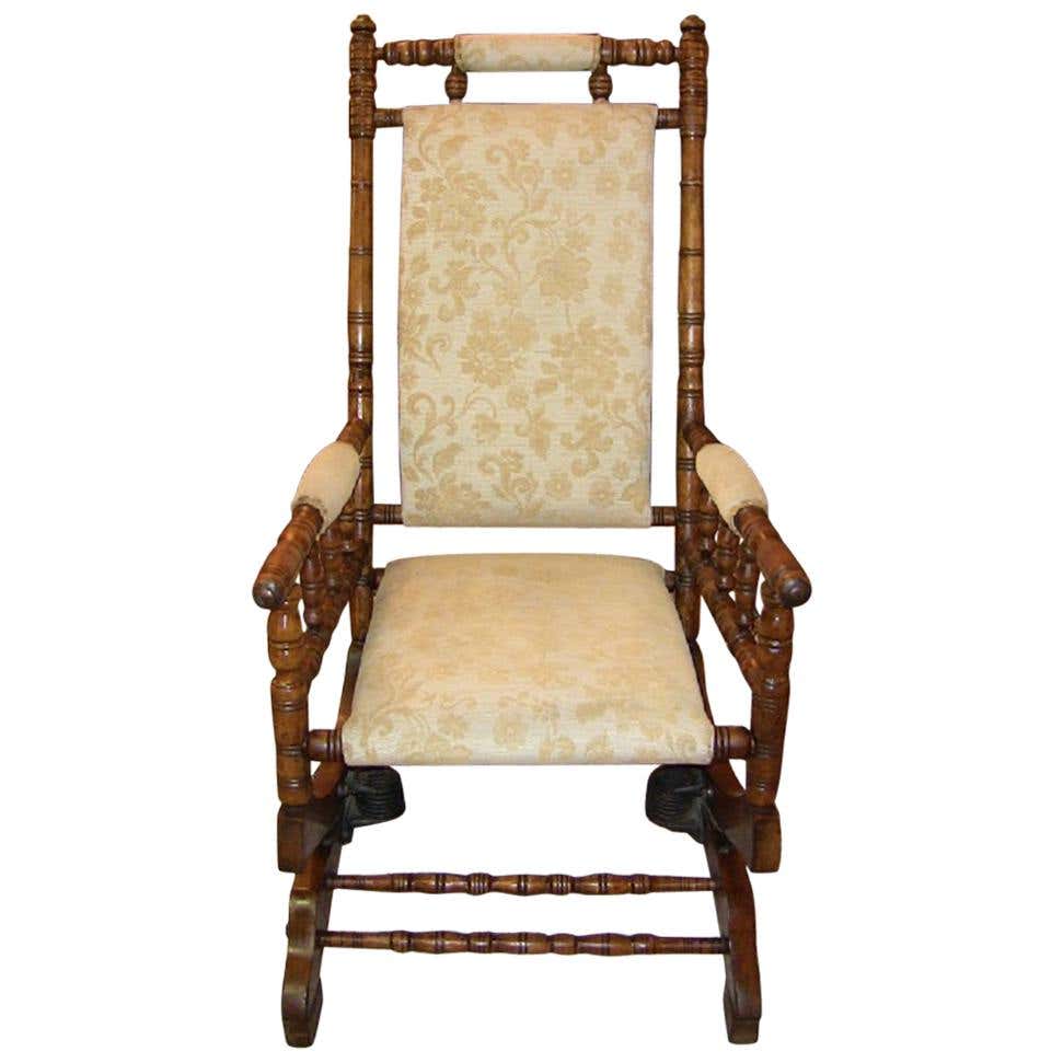 19th Centruy, American Hunzinger Style Walnut Platform Rocking Chair at ...