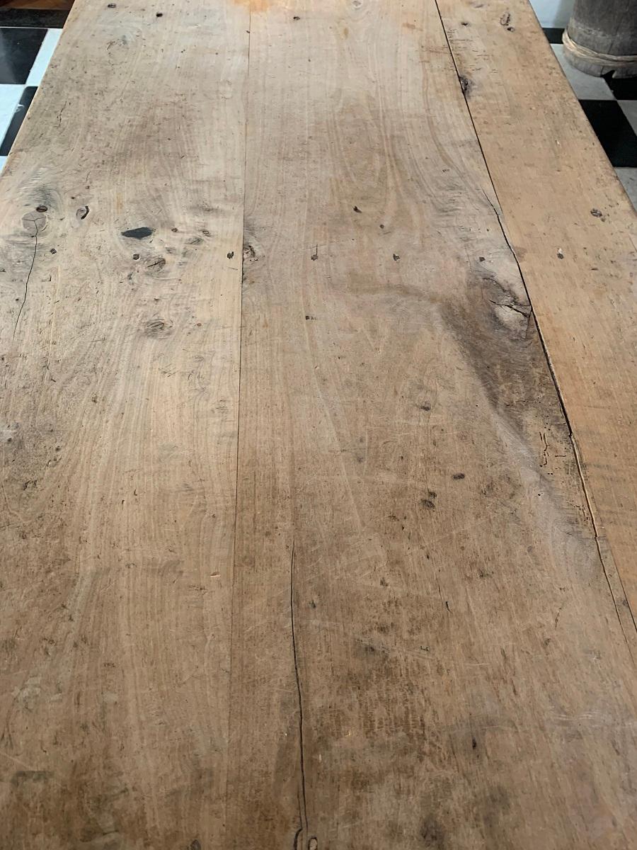 Hand-Crafted 19th Centruy Oak and Poplar Farmhouse Table For Sale