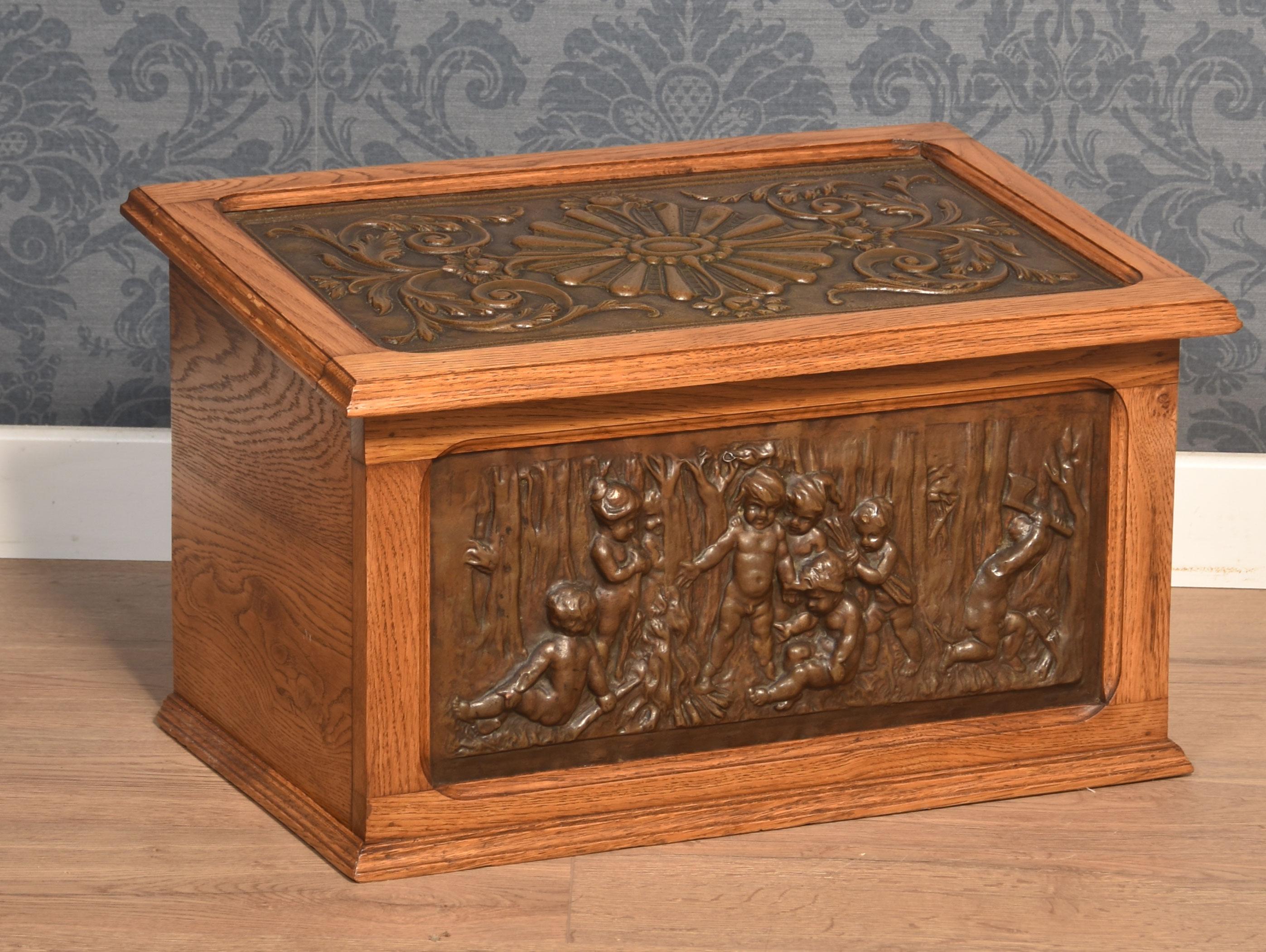 19th Centry embosed copper slipper box