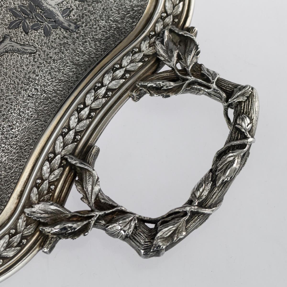 19. Jahrhundert Französisch massivem Silber & Niello Serviertablett:: um 1870 im Angebot 2