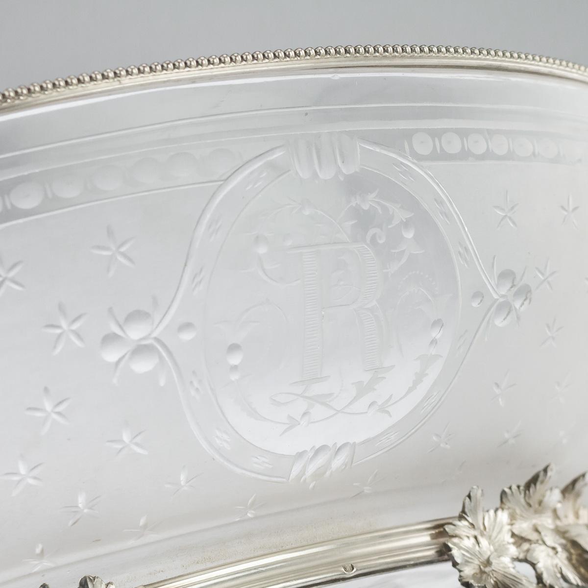 19th Centurty French Empire Solid Silver & Glass Bowl, Paris, c.1870 6