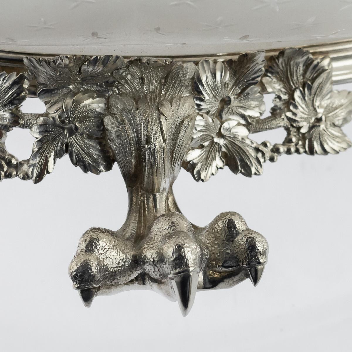 19th Centurty French Empire Solid Silver & Glass Bowl, Paris, c.1870 8