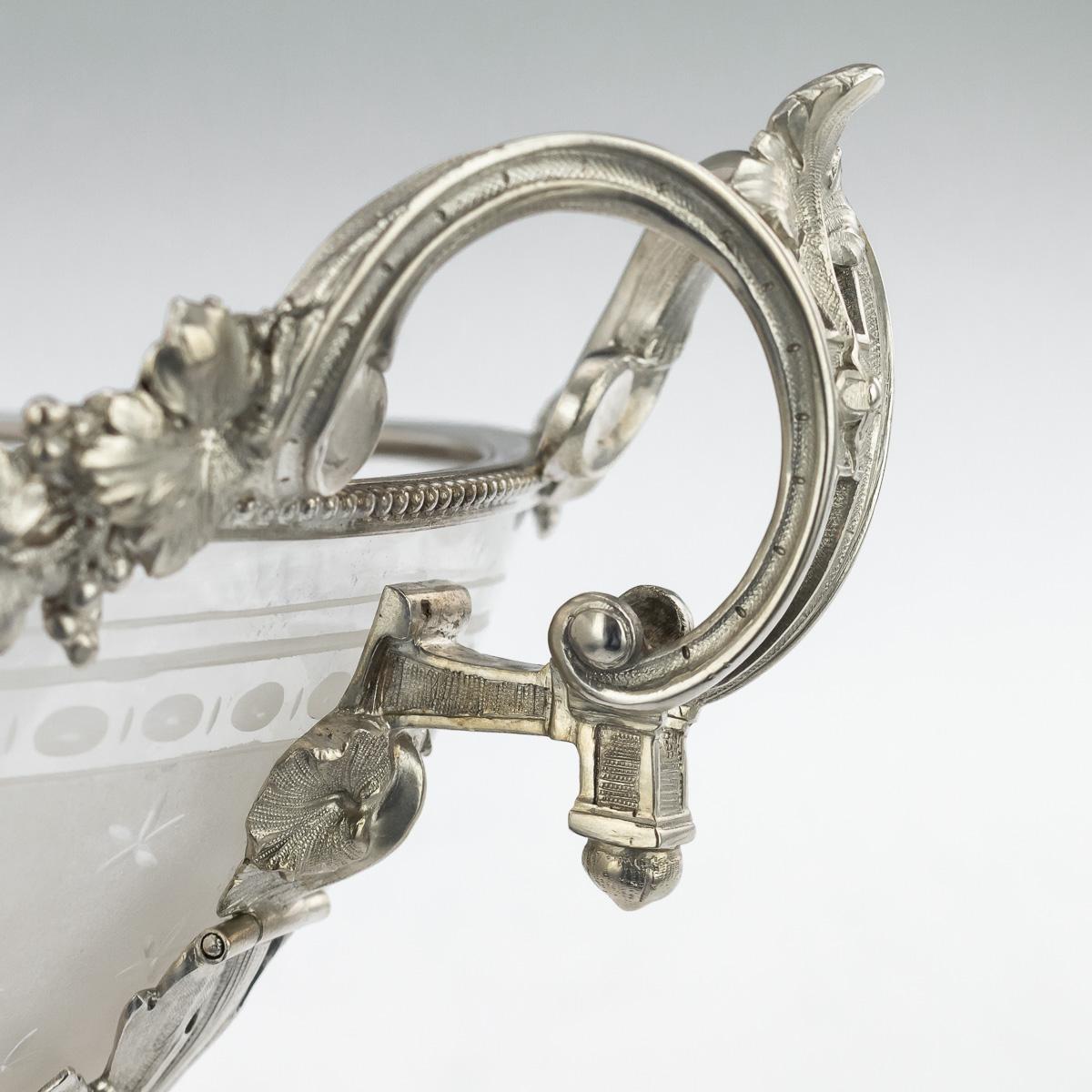 19th Centurty French Empire Solid Silver & Glass Bowl, Paris, c.1870 10