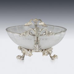 19th Centurty French Empire Solid Silver & Glass Bowl, Paris, c.1870