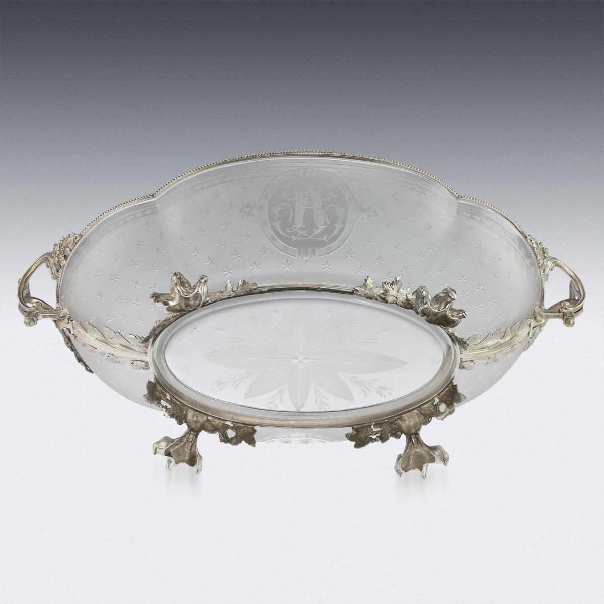 19th Centurty French Empire Solid Silver & Glass Bowl, Paris, c.1870 3