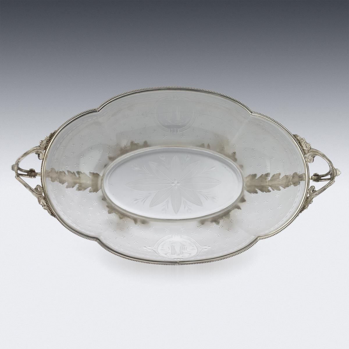 19th Centurty French Empire Solid Silver & Glass Bowl, Paris, c.1870 4