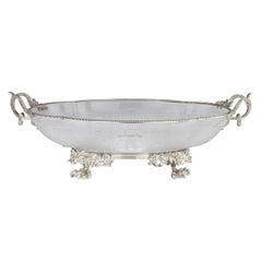 19th Centurty French Empire Solid Silver & Glass Bowl, Paris, c.1870