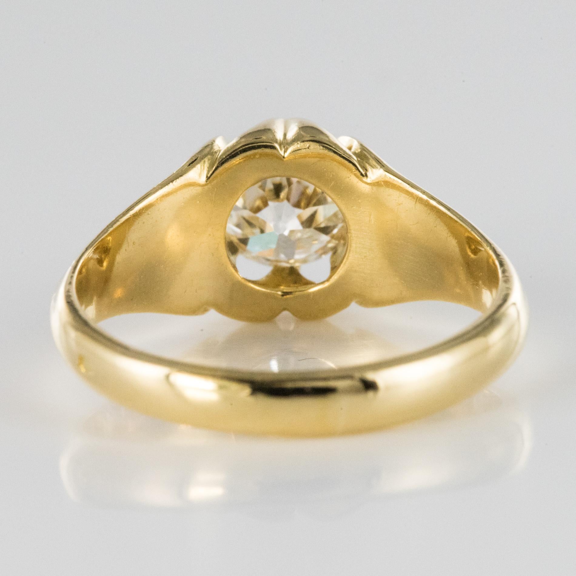 19th Century 0.80 Carat Diamond 18 Karat Yellow Gold Bangle Ring 5