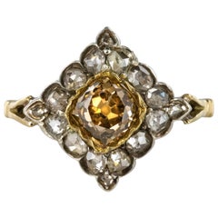 19th Century 0.90 Carat Cognac Diamond Cluster Ring