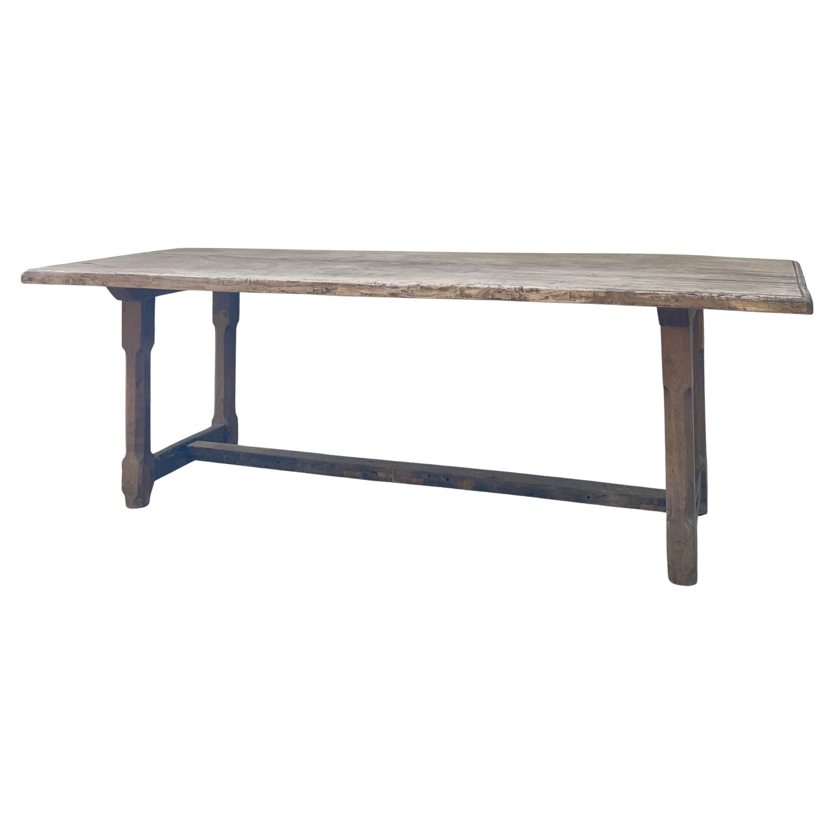 Table de réfectoire de ferme du 19e siècle à 1 plateau en dalles