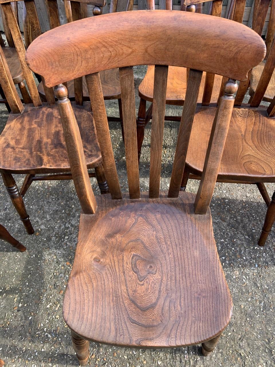 Country 19th Century 10 Lath Back Dining Chairs