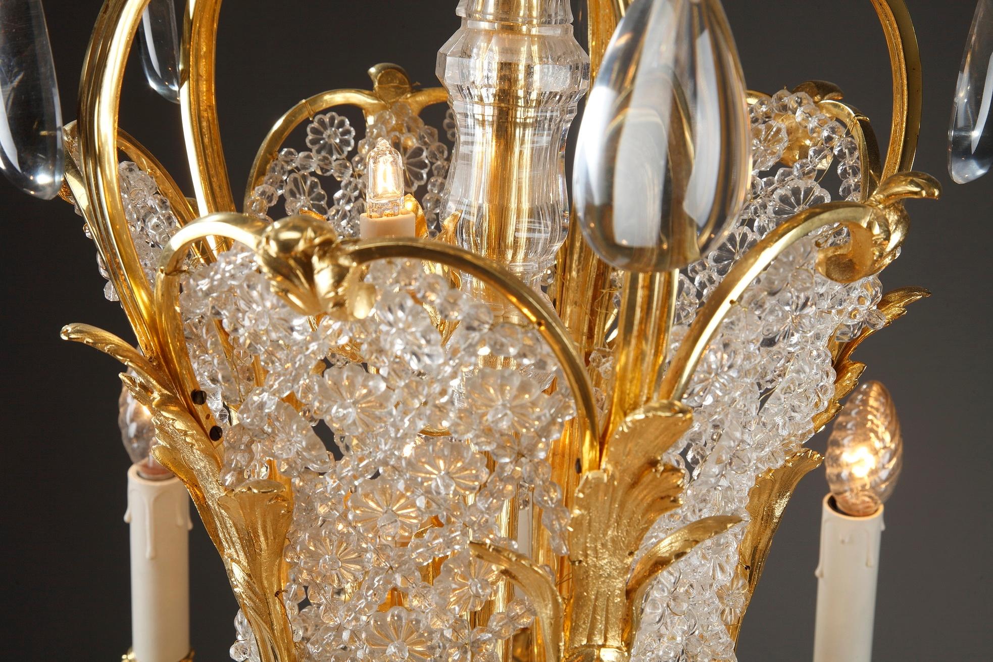 Lampadario a forma di cesto in Ormolu e cristallo del XIX secolo a 10 luci in vendita 4