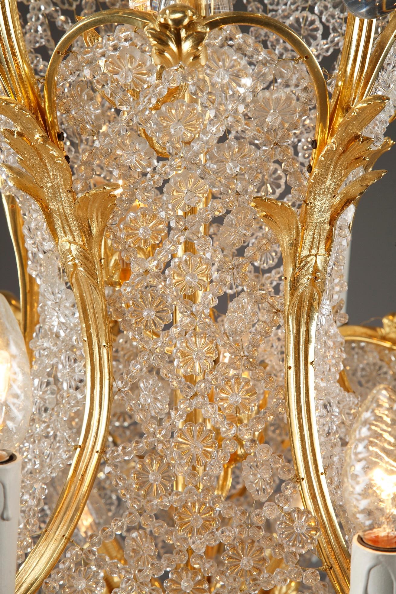 Lampadario a forma di cesto in Ormolu e cristallo del XIX secolo a 10 luci in vendita 6