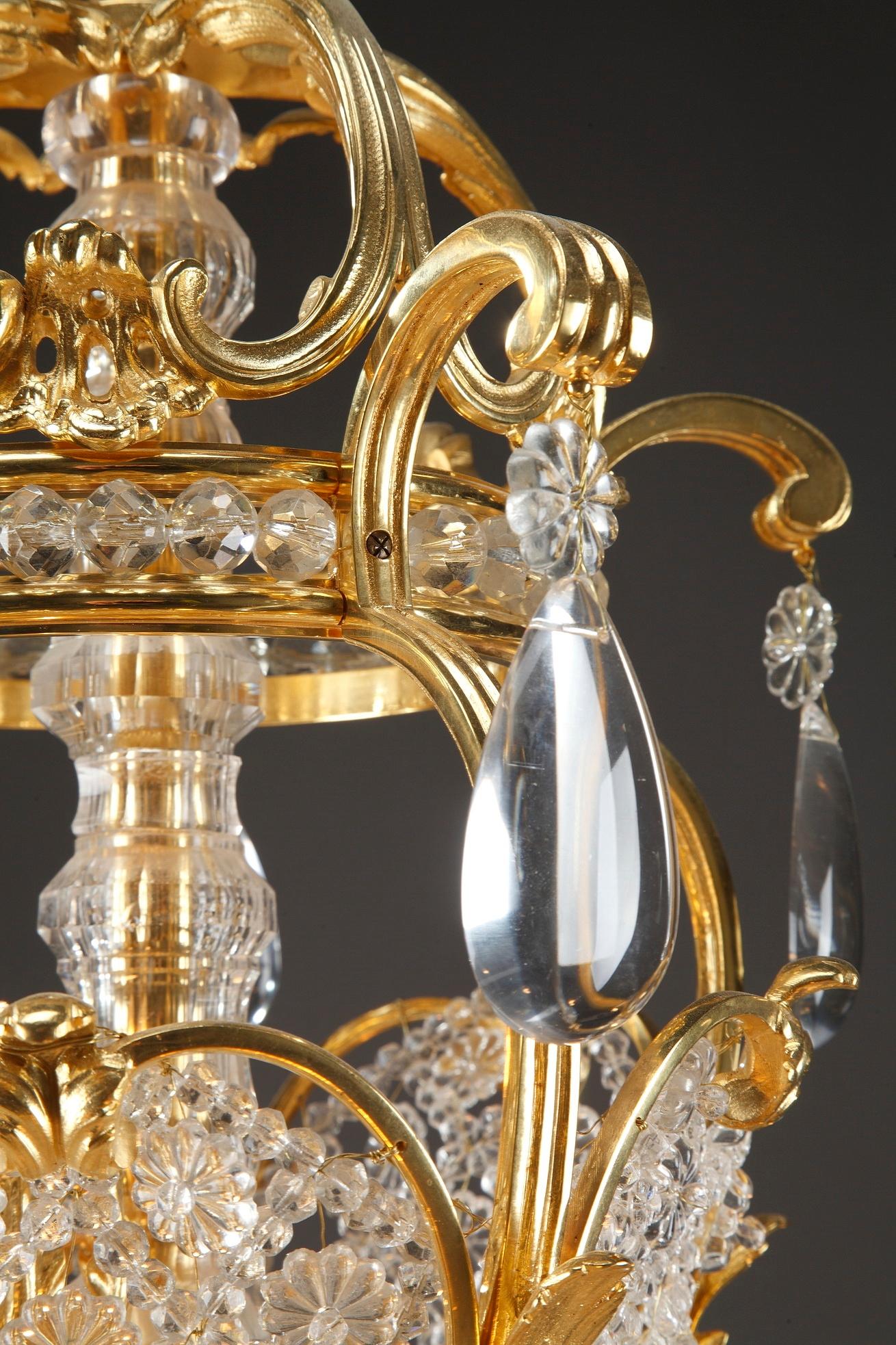 Cristallo Lampadario a forma di cesto in Ormolu e cristallo del XIX secolo a 10 luci in vendita