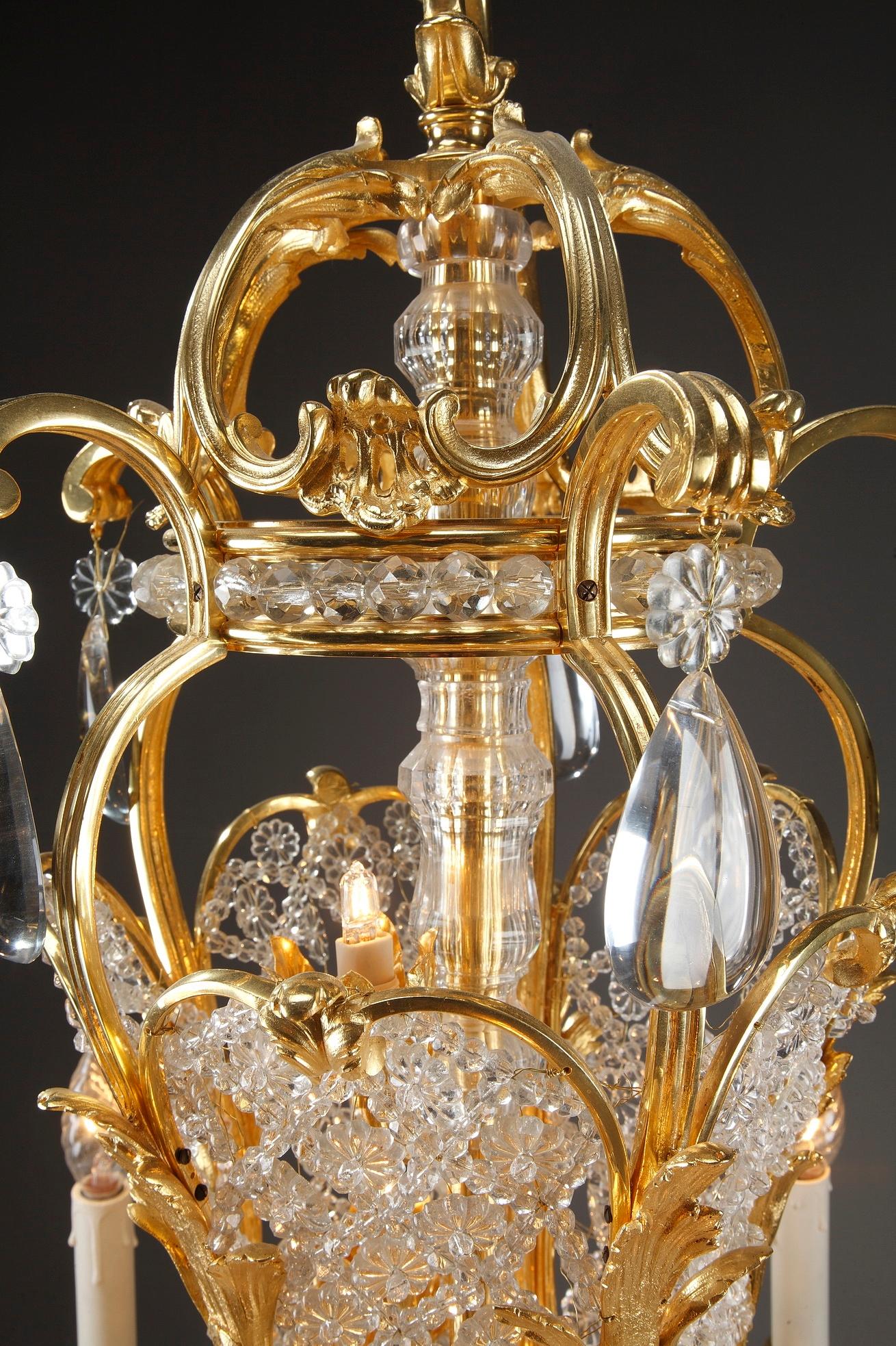 Lampadario a forma di cesto in Ormolu e cristallo del XIX secolo a 10 luci in vendita 1