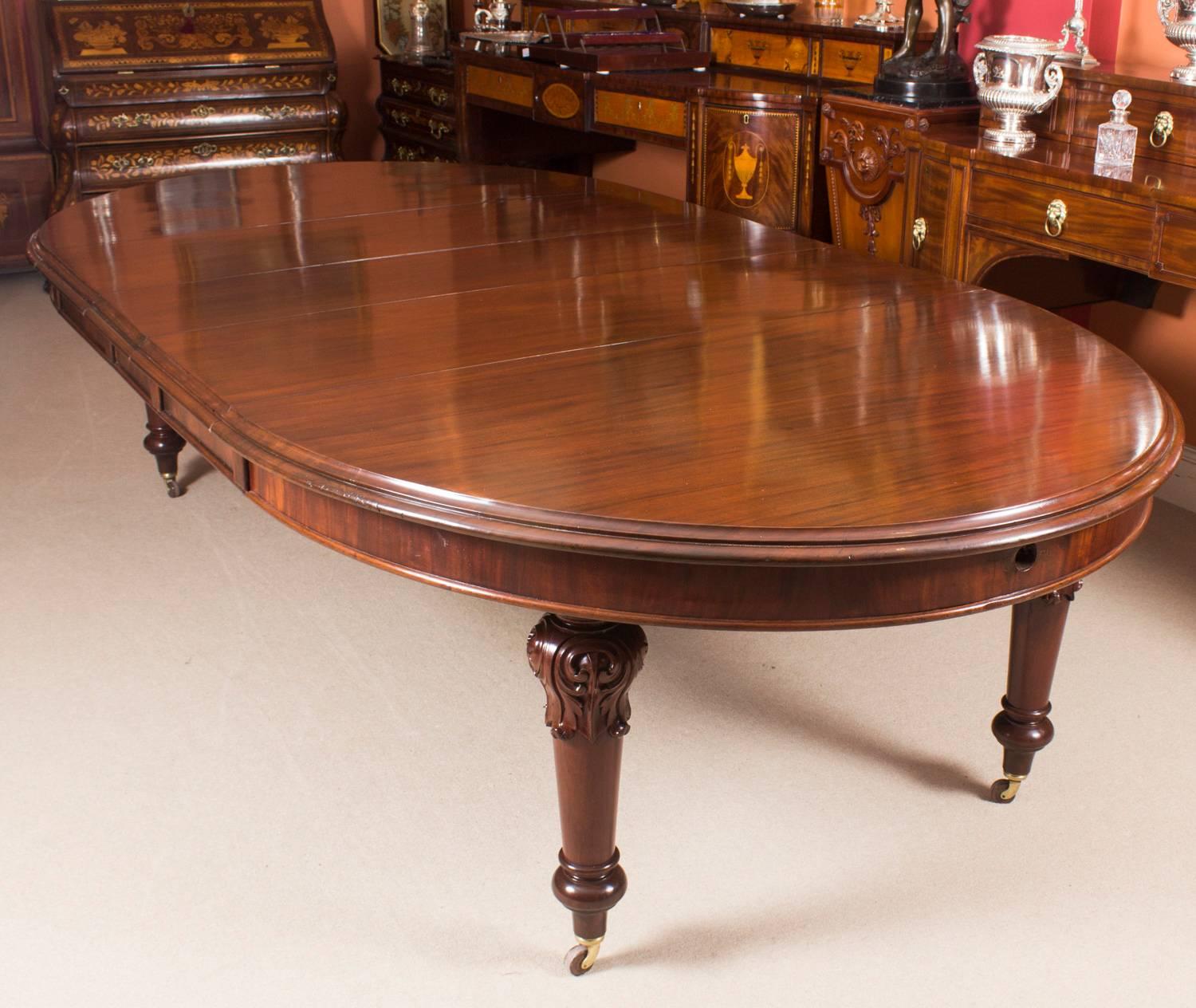 This is a fabulous antique Victorian oval solid mahogany extending dining table, circa 1850 in date and a bespoke set of ten dining chairs.

The table has three original leaves and can comfortably seat ten. It has been handcrafted from solid