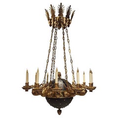 19th Century Style 12 arms Cygne Chandelier black and antique bronze 19th Century Style 12 arms Cygne Chandelier black and antique bronze