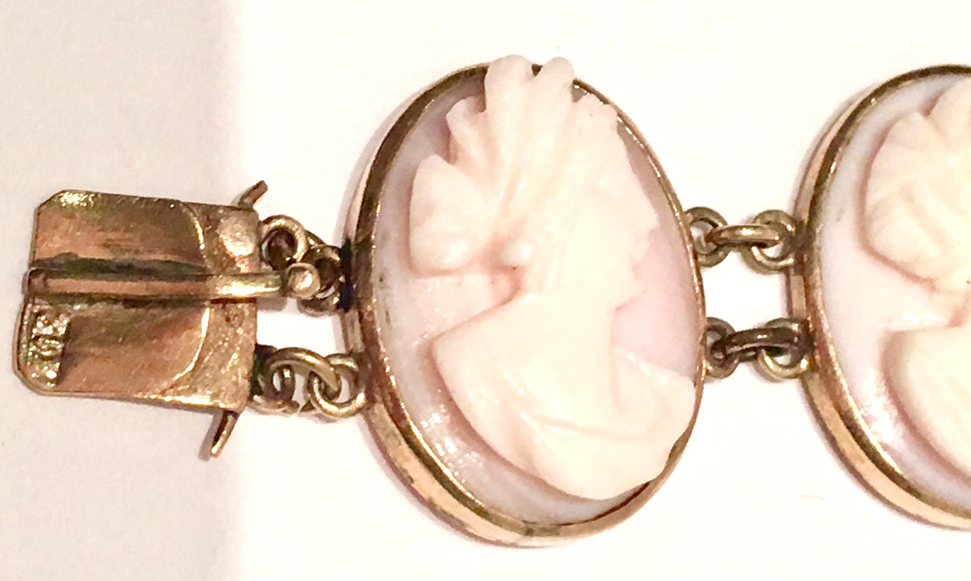 19th Century 12K Gold & Pink Carved Cameo Ten-Panel Bracelet 3