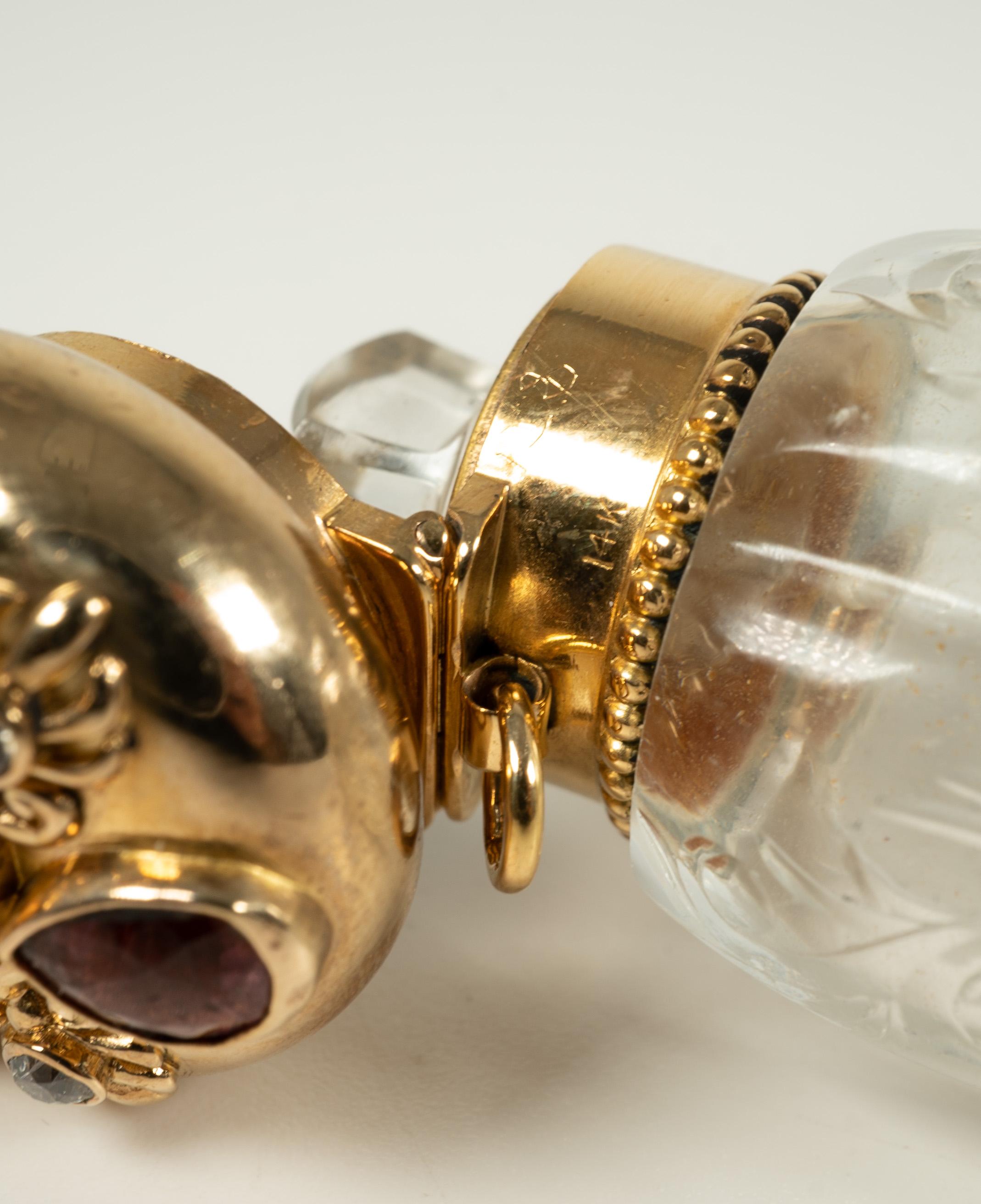 19th Century 14 Karat Gold Diamond Gemstone Perfume Bottle/Flask In Good Condition For Sale In Dallas, TX