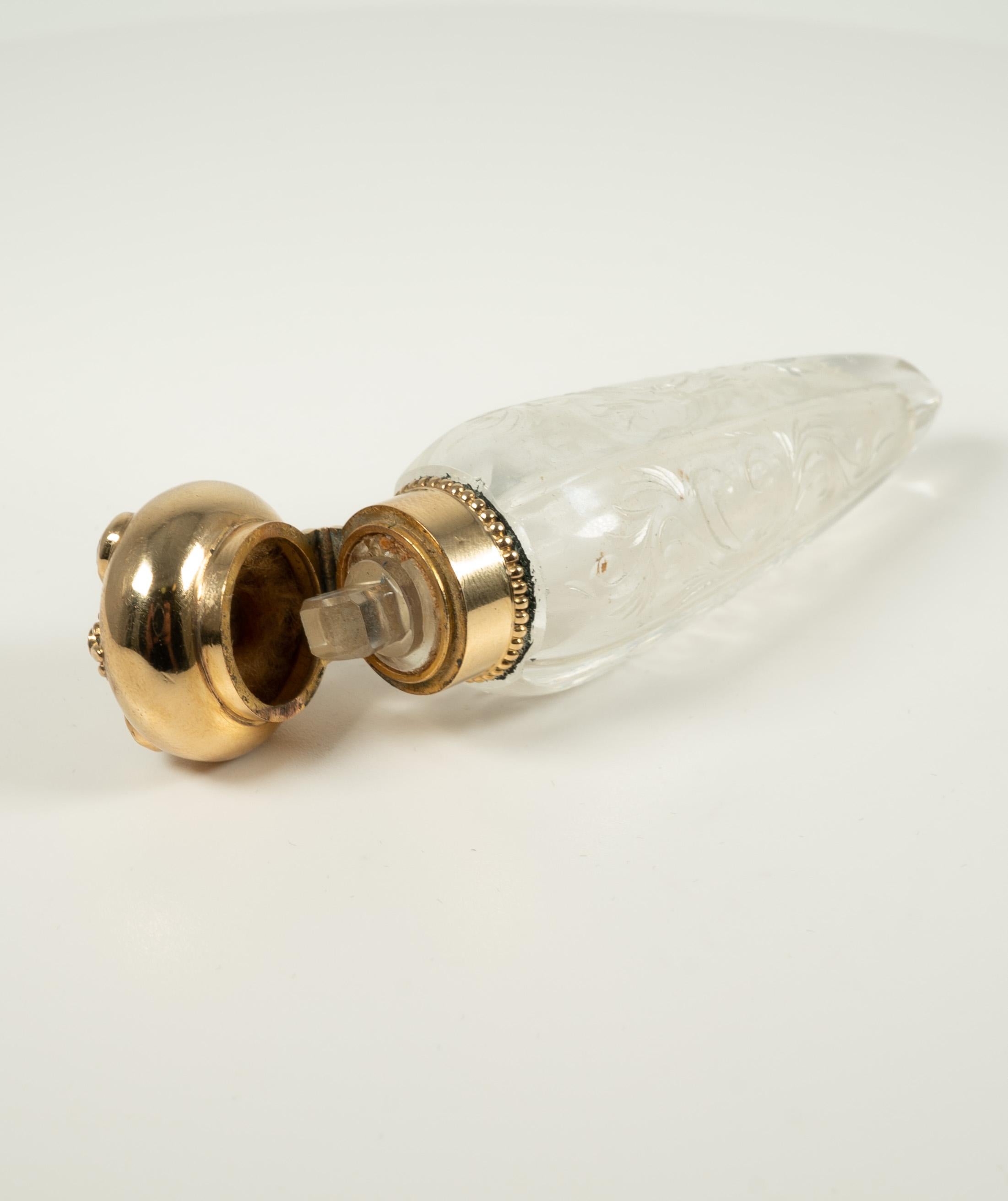 Women's or Men's 19th Century 14 Karat Gold Diamond Gemstone Perfume Bottle/Flask For Sale