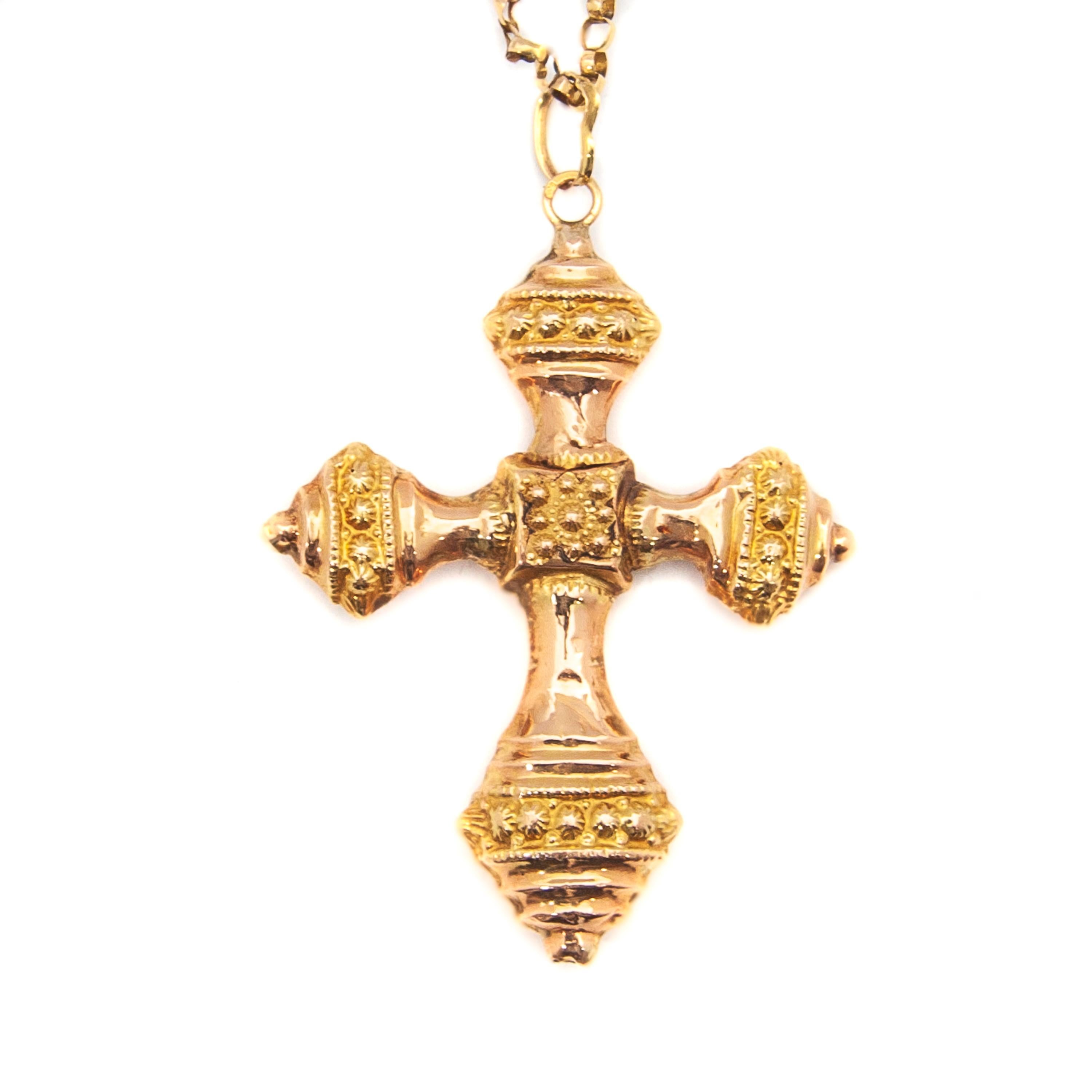 Women's or Men's Antique 14K Gold Religious Chestpiece Pendant For Sale