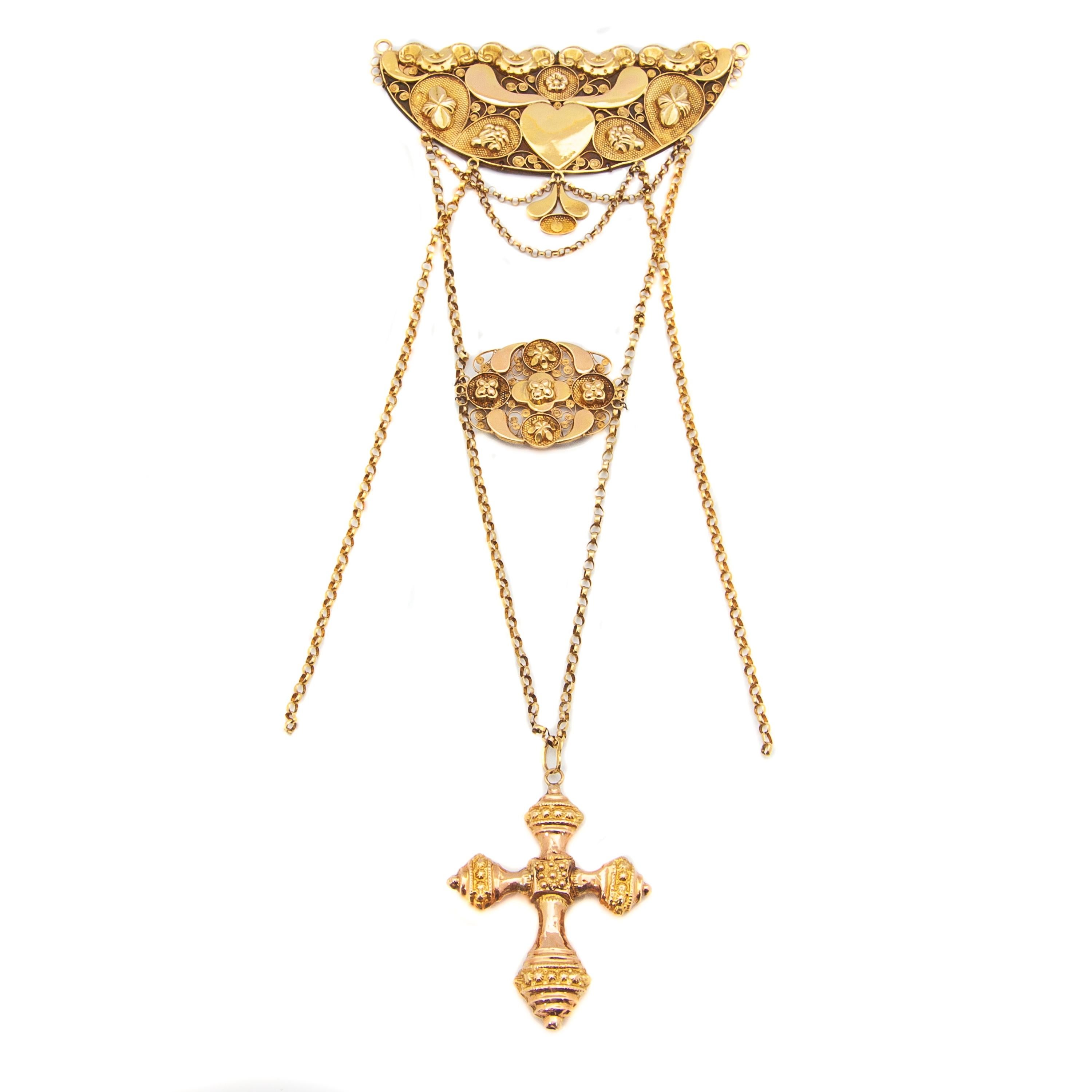 Antique 14K Gold Religious Chestpiece Pendant For Sale 1