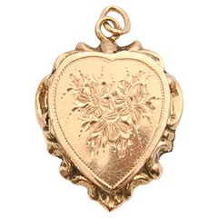 19th Century 14K Gold Love Heart Locket Charm Pendant