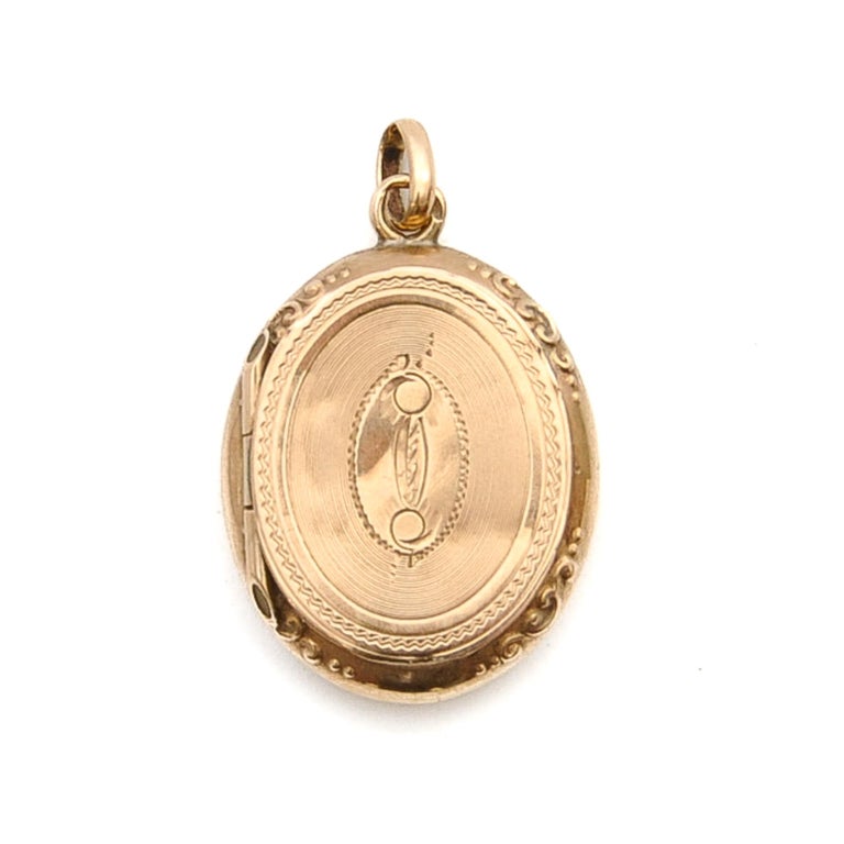 Women's or Men's 19th Century 14K Gold Mourning Locket Pendant For Sale