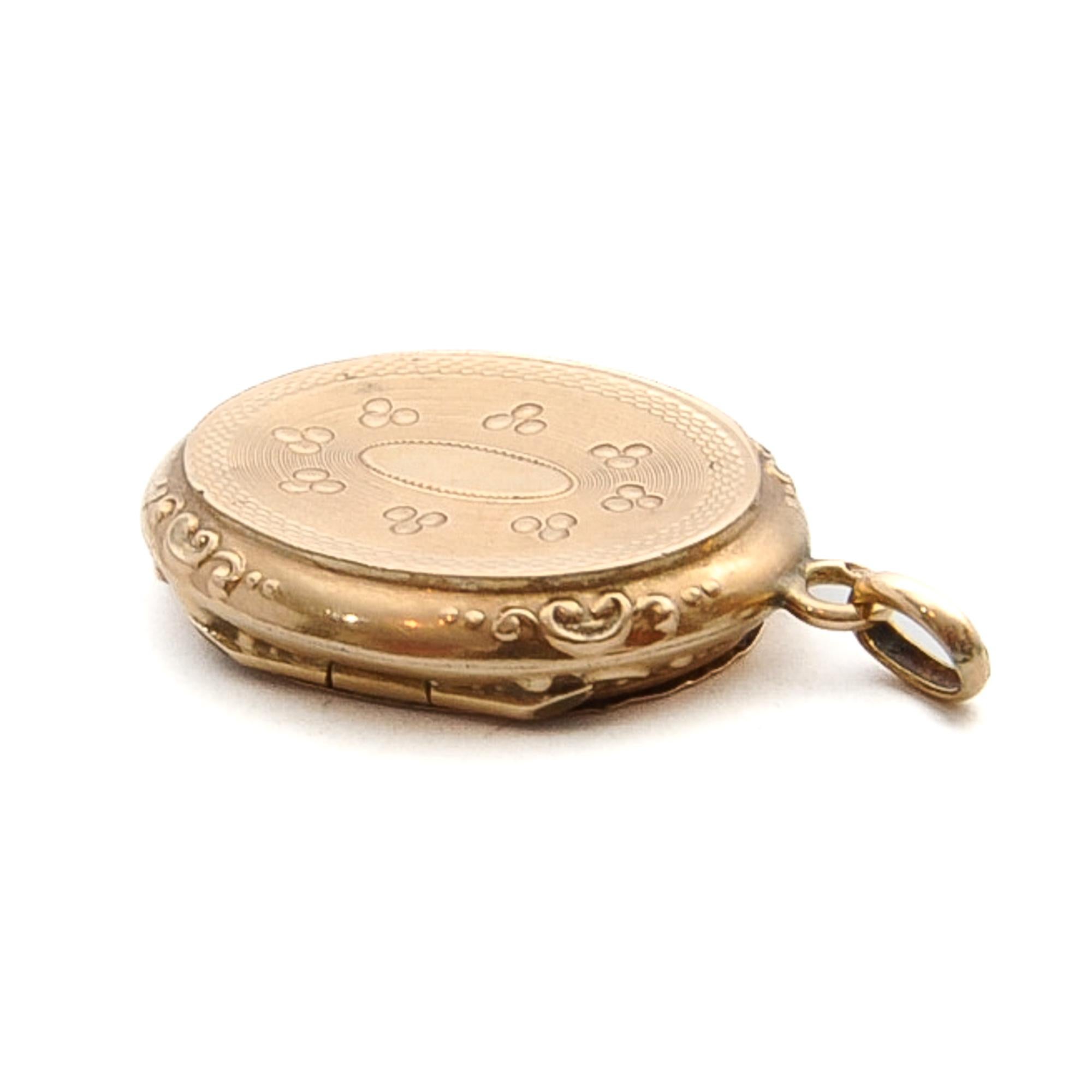 Women's or Men's Antique 14 Karat Gold Mourning Locket Pendant