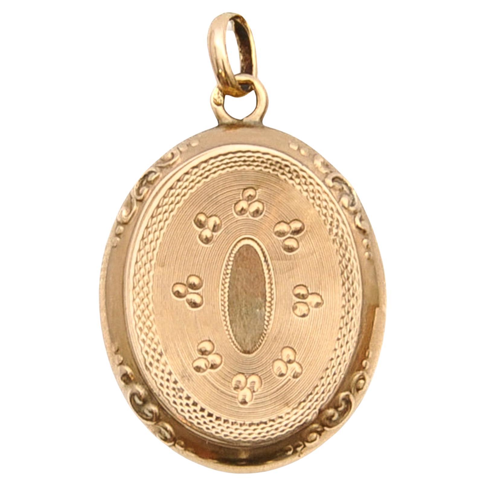 19th Century 14K Gold Mourning Locket Pendant