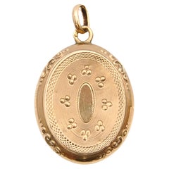 19th Century 14K Gold Mourning Locket Pendant