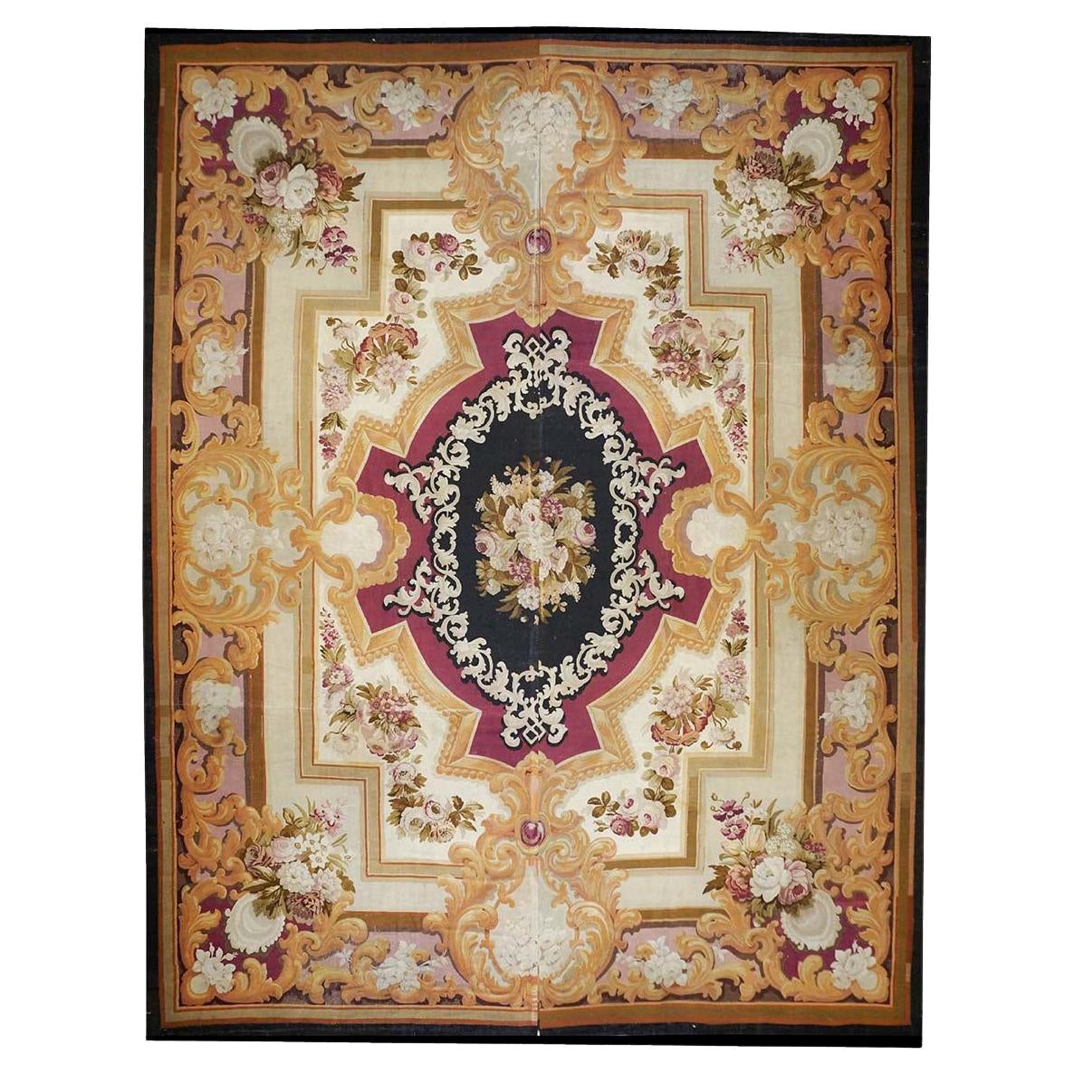 Tapis de tapisserie français d'Aubusson du 19ème siècle 14x17 n°9902078
