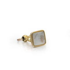 19th Century 15KT Gold Chalcedony Intaglio Seal, Classical Portrait