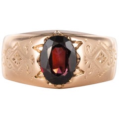 19th Century 18 Karat Rose Gold 1.20 Carat Garnet Bangle Men's Ring