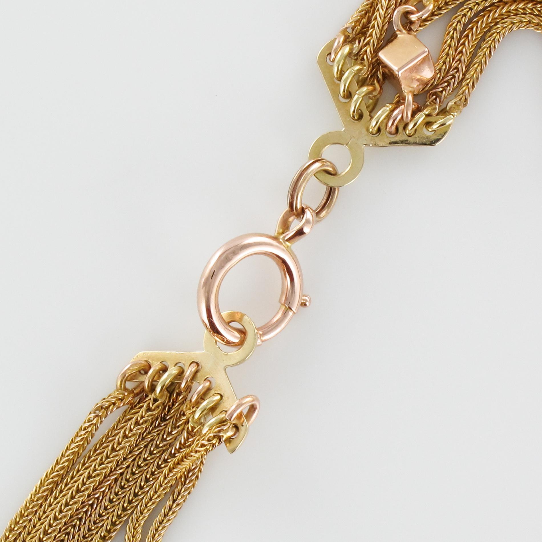 19th Century 18 Karat Rose Gold Chains and Cubes Bracelet 8