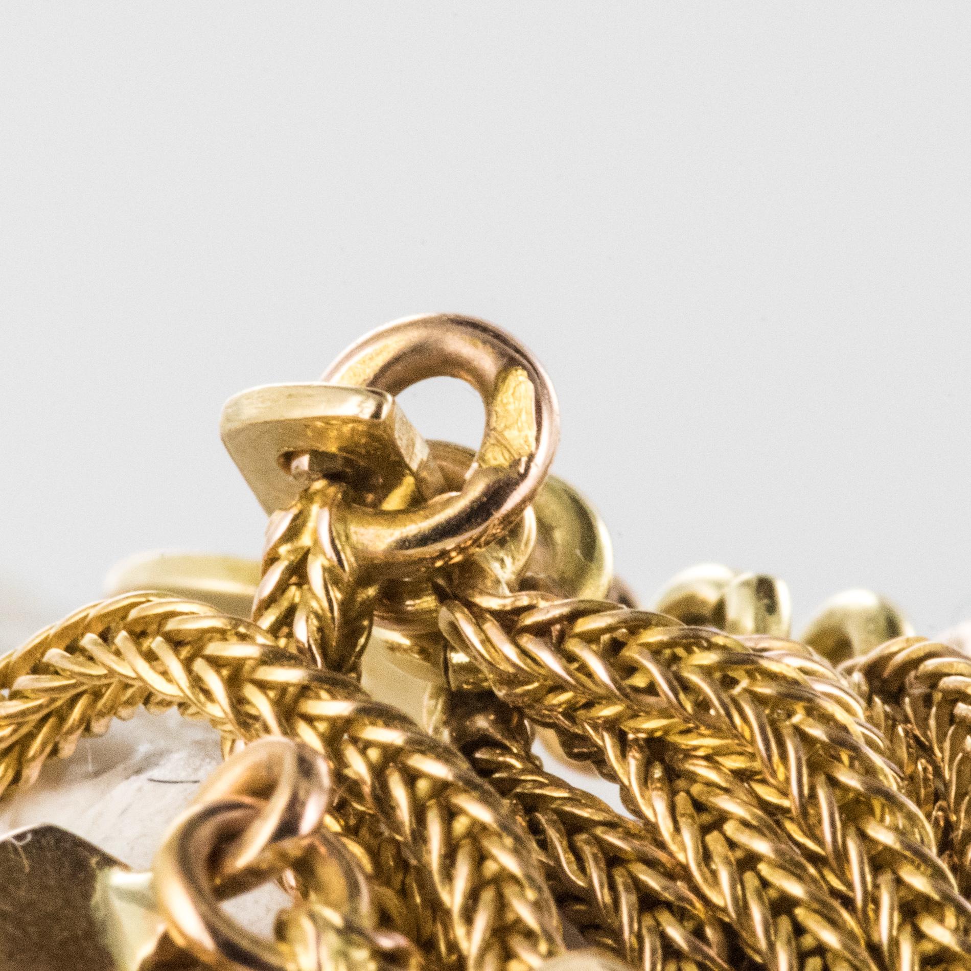 19th Century 18 Karat Rose Gold Chains and Cubes Bracelet 10