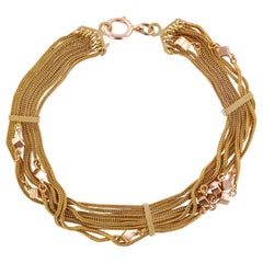 19th Century 18 Karat Rose Gold Chains and Cubes Bracelet