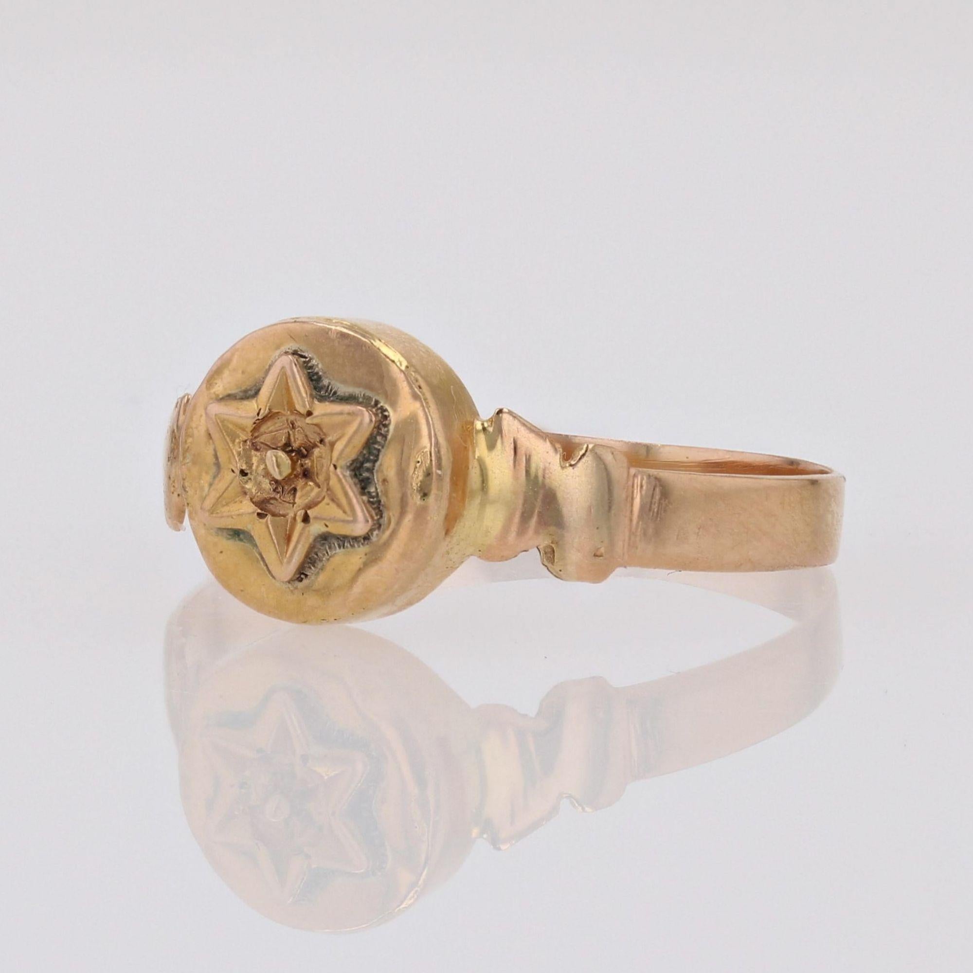 Napoleon III 19th Century 18 Karat Rose Gold Star Ring For Sale