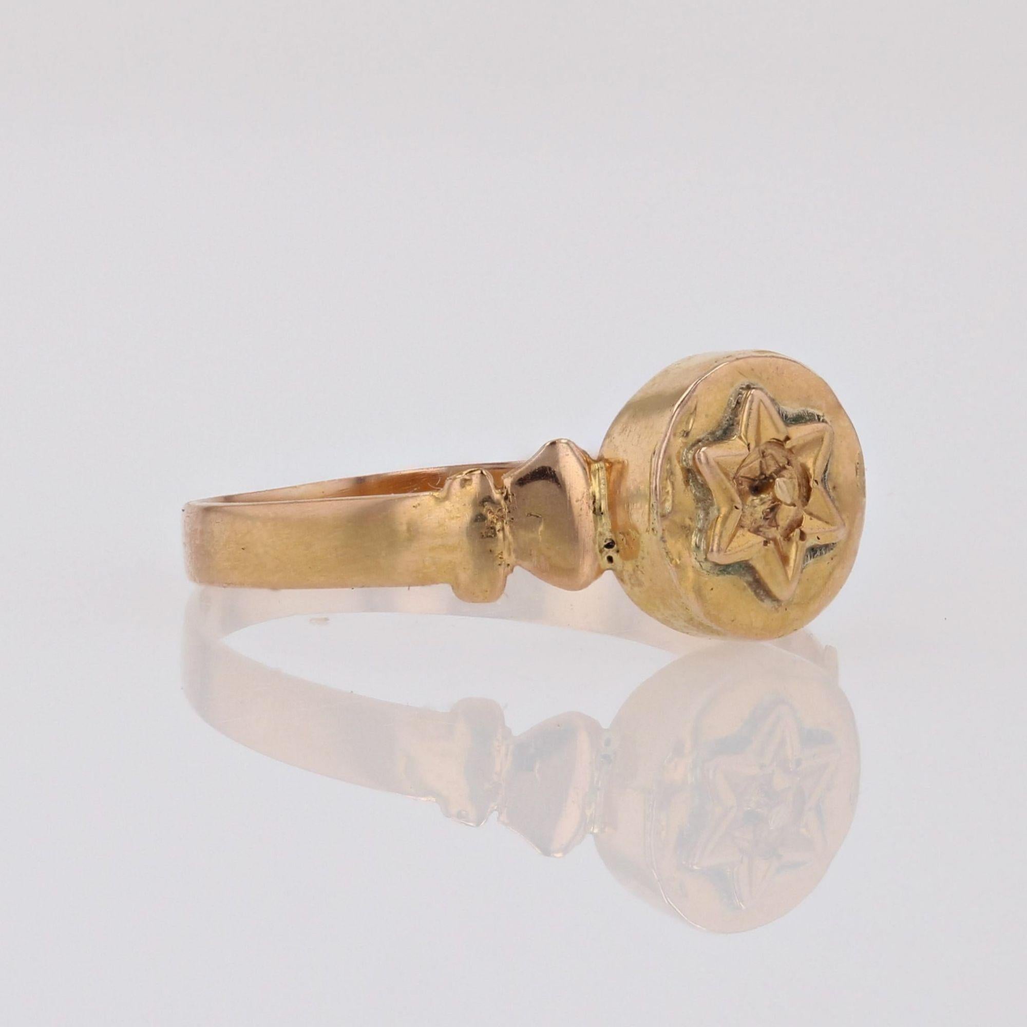 19th Century 18 Karat Rose Gold Star Ring In Good Condition For Sale In Poitiers, FR