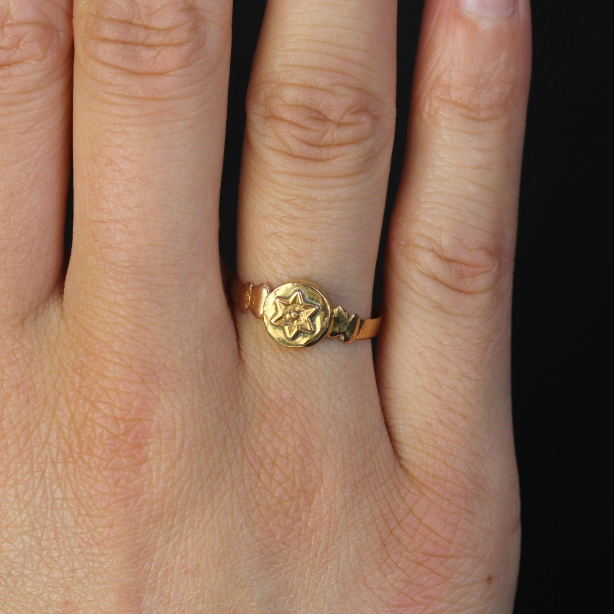 Women's 19th Century 18 Karat Rose Gold Star Ring For Sale