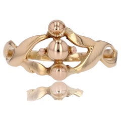 Anillo de perlas de oro amarillo rosa de 18 quilates del siglo XIX