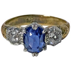 19th Century 18 Karat Sapphire and Diamond Ring, English, circa 1850