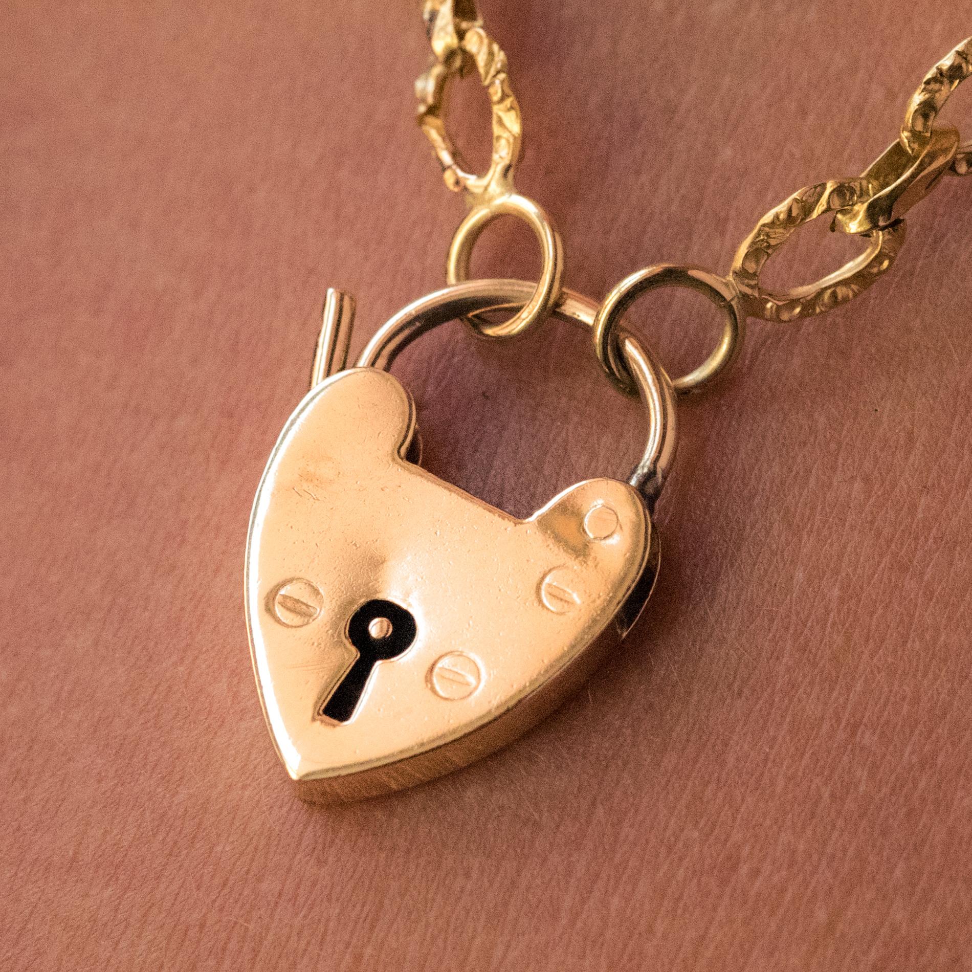 gold heart lock necklace