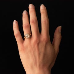 19th Century 18 Karat Yellow Gold Diamonds Daisy Ring